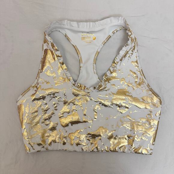 Lilly Pulitzer Luxletic Lindsay Sports Bra UPF 50+ Size Medium Workout Metallic - Picture 12 of 12
